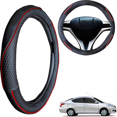 PEEPS STORE Steering Cover For Nissan Sunny(Black, Leatherite)