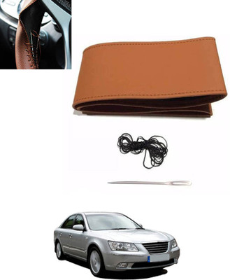 monolive Hand Stiched Steering Cover For Hyundai Elantra(Tan, Leatherite)