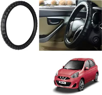 Shubh Auto Hand Stiched Steering Cover For Nissan Micra Active(Black, Leatherite)