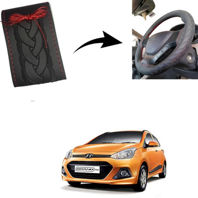 Autoinnovation Hand Stiched Steering Cover For Hyundai Grand i10(Black, Leather)