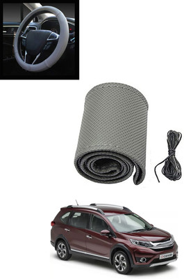 MATIES Hand Stiched Steering Cover For Honda Universal For Car(Grey, Leatherite)