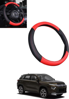 MSNP Steering Cover For Toyota Universal For Car(Red & Black, Leatherite)