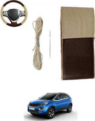 ABJD Hand Stiched Steering Cover For Tata Universal For Car(Beige, Brown, Leatherite)