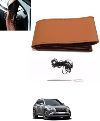 MSNP Hand Stiched Steering Cover For Hyundai Tucson(Tan, Leatherite)