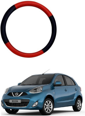 SPREADX Steering Cover For Nissan Micra(Red, Black, Leatherite)