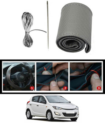 monolive Hand Stiched Steering Cover For Hyundai i20(Grey, Leatherite)