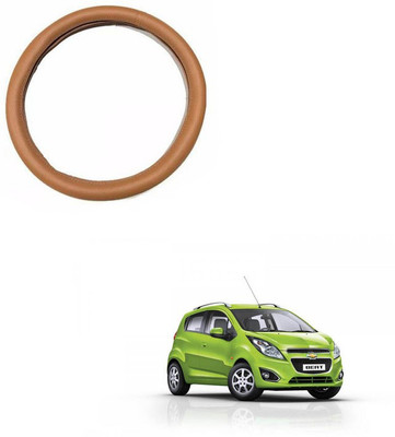 RKPSP Hand Stiched Steering Cover For Universal For Car Beat(Tan, Leatherite)