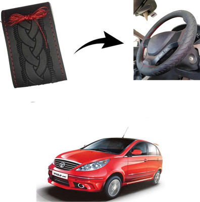 Autoinnovation Hand Stiched Steering Cover For Tata Indica Vista(Black, Leather)
