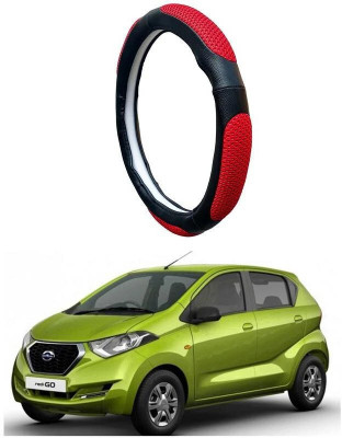 AUTO PEARL Steering Cover For Datsun Go(Black Red, Leatherite)