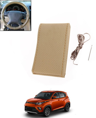 MATIES Hand Stiched Steering Cover For Mahindra Universal For Car(Beige, Leatherite)