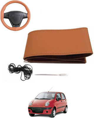 MATIES Hand Stiched Steering Cover For Daewoo Matiz(Tan, Leatherite)