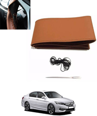 ABJD Hand Stiched Steering Cover For Honda Accord(Tan, Leatherite)