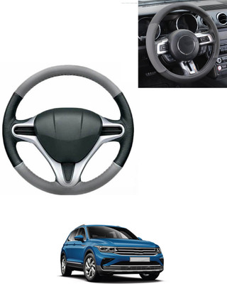 AYW Steering Cover For Volkswagen Universal For Car(Grey/Black, Leatherite)