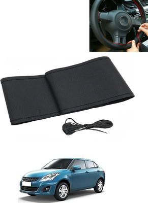 AYW Hand Stiched Steering Cover For Universal For Car Swift Dzire(Black, Leatherite)