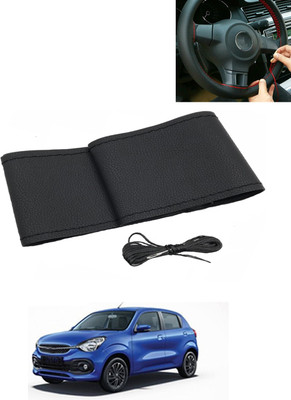 AYW Hand Stiched Steering Cover For Universal For Car Celerio(Black, Leatherite)
