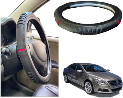 PEEPS STORE Steering Cover For Volkswagen Passat(Black, Red, Leatherite)