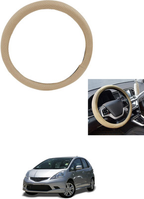 MATIES Steering Cover For Honda Jazz(Beige, Leather)