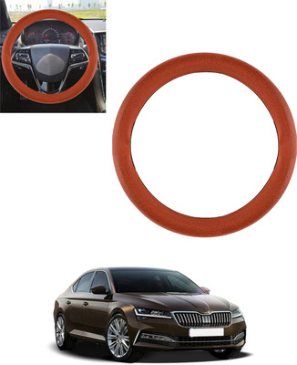 MSNP Steering Cover For Skoda Superb(Tan, Leatherite)