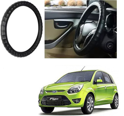 OOLTAH PAHIYA Hand Stiched Steering Cover For Ford Figo(Black, Leatherite)