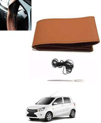 MSNP Hand Stiched Steering Cover For Maruti Celerio(Tan, Leatherite)