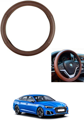 MATIES Steering Cover For Audi S5(Brown, Leather)