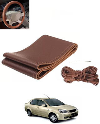 RKPSP Hand Stiched Steering Cover For Skoda Fabia(Brown, Leatherite)