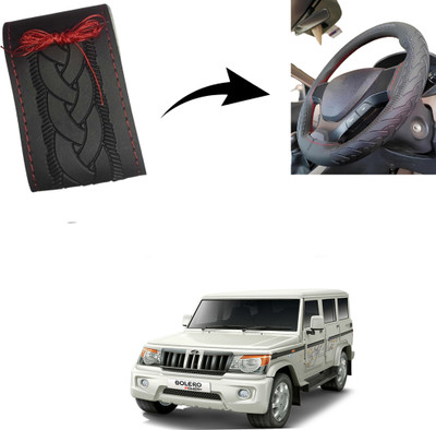 Autoinnovation Hand Stiched Steering Cover For Mahindra Bolero(Black, Leather)