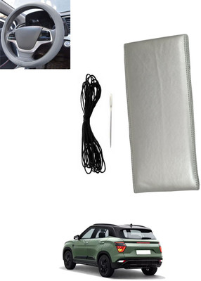 monolive Hand Stiched Steering Cover For Hyundai Creta(Silver, Leatherite)