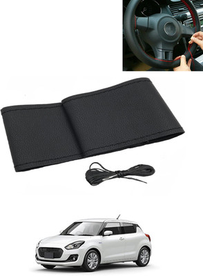 AYW Hand Stiched Steering Cover For Universal For Car Swift(Black, Leatherite)
