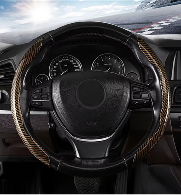 Augen Hand Stiched Steering Cover For Universal For Car NA(Universal Fit for 38cm Wheels | Premium ABS Finish for Men & Women (Gold), Plastic)