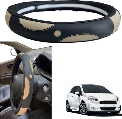 PEEPS STORE Steering Cover For Fiat Grand Punto(Black, Leather)