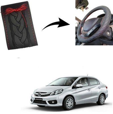 Autoinnovation Hand Stiched Steering Cover For Honda Amaze(Black, Leather)