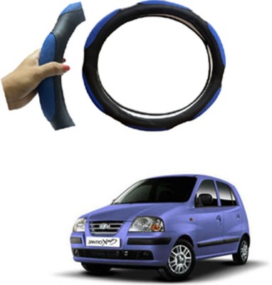 RONISH Hand Stiched Steering Cover For Hyundai Santro Xing(Blue, Black, Leatherite)