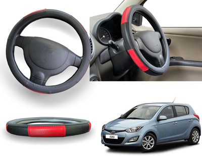 PEEPS STORE Steering Cover For Hyundai i20(Red, Leatherite)