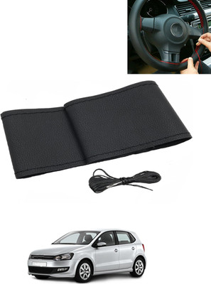 AYW Hand Stiched Steering Cover For Volkswagen Polo(Black, Leatherite)