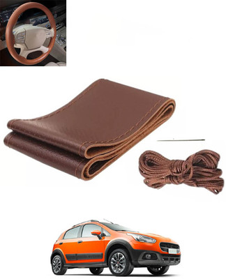 monolive Hand Stiched Steering Cover For Fiat Avventura(Brown, Leatherite)