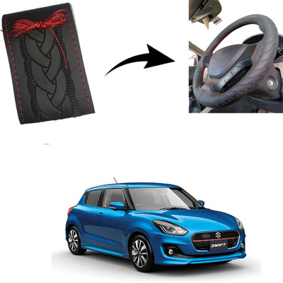 Autoinnovation Hand Stiched Steering Cover For Maruti New Swift(Black, Leather)