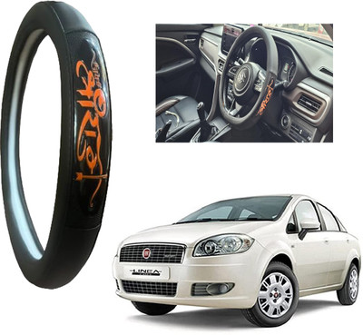 OOLTAH PAHIYA Hand Stiched Steering Cover For Fiat Linea(Black, Leatherite)
