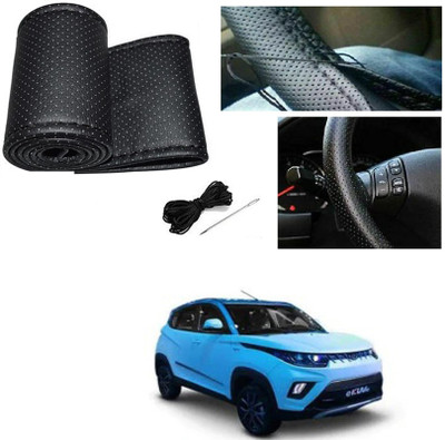 RONISH Hand Stiched Steering Cover For Mahindra Universal For Car(Black, Leatherite)