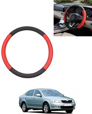 AYW Steering Cover For Skoda Laura(Red/Black, Leatherite)