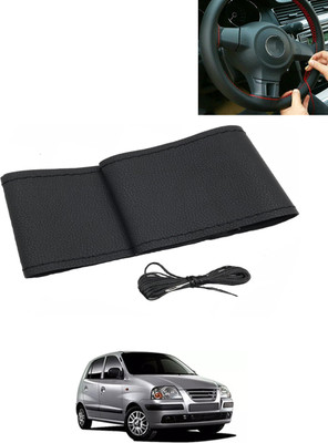 AYW Hand Stiched Steering Cover For Hyundai Universal For Car(Black, Leatherite)