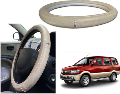 PEEPS STORE Steering Cover For Chevrolet Tavera(Black, Red, Leatherite)