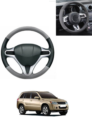 AYW Steering Cover For Maruti Grand Vitara(Grey/Black, Leatherite)