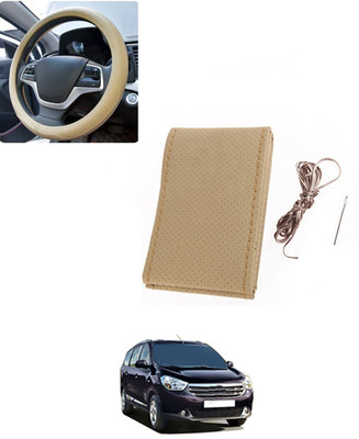 AYW Hand Stiched Steering Cover For Renault Lodgy(Beige, Leatherite)