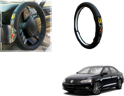 Automotive Prist Steering Cover For Volkswagen Jetta(Black, Leatherite)