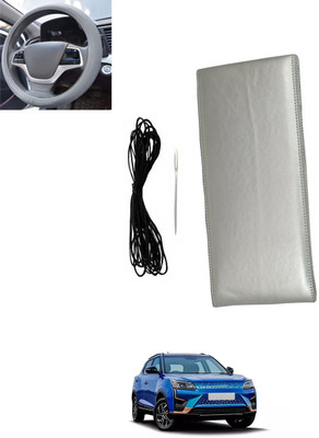 monolive Hand Stiched Steering Cover For Mahindra Universal For Car(Silver, Leatherite)
