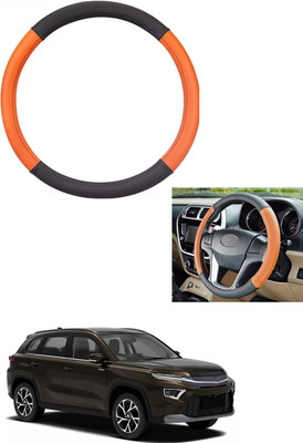 MATIES Steering Cover For Toyota Universal For Car(Tan/Black, Leather)