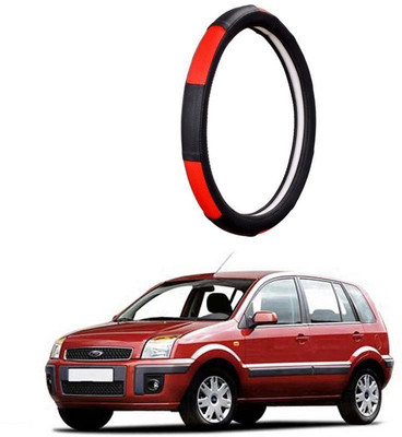 AUTO PEARL Steering Cover For Ford Fusion(Gold Blaze Black and Red, Leatherite)