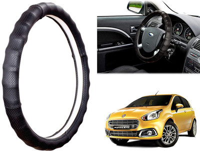 OOLTAH PAHIYA Hand Stiched Steering Cover For Fiat Punto(Black, Leatherite)