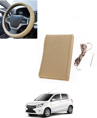 AYW Hand Stiched Steering Cover For Universal For Car Celerio(Beige, Leatherite)
